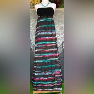 NWOT O’Neil Strapless Satin Maxi Dress ((BUNDLE ‼️) W/ Turquoise Necklace, Small